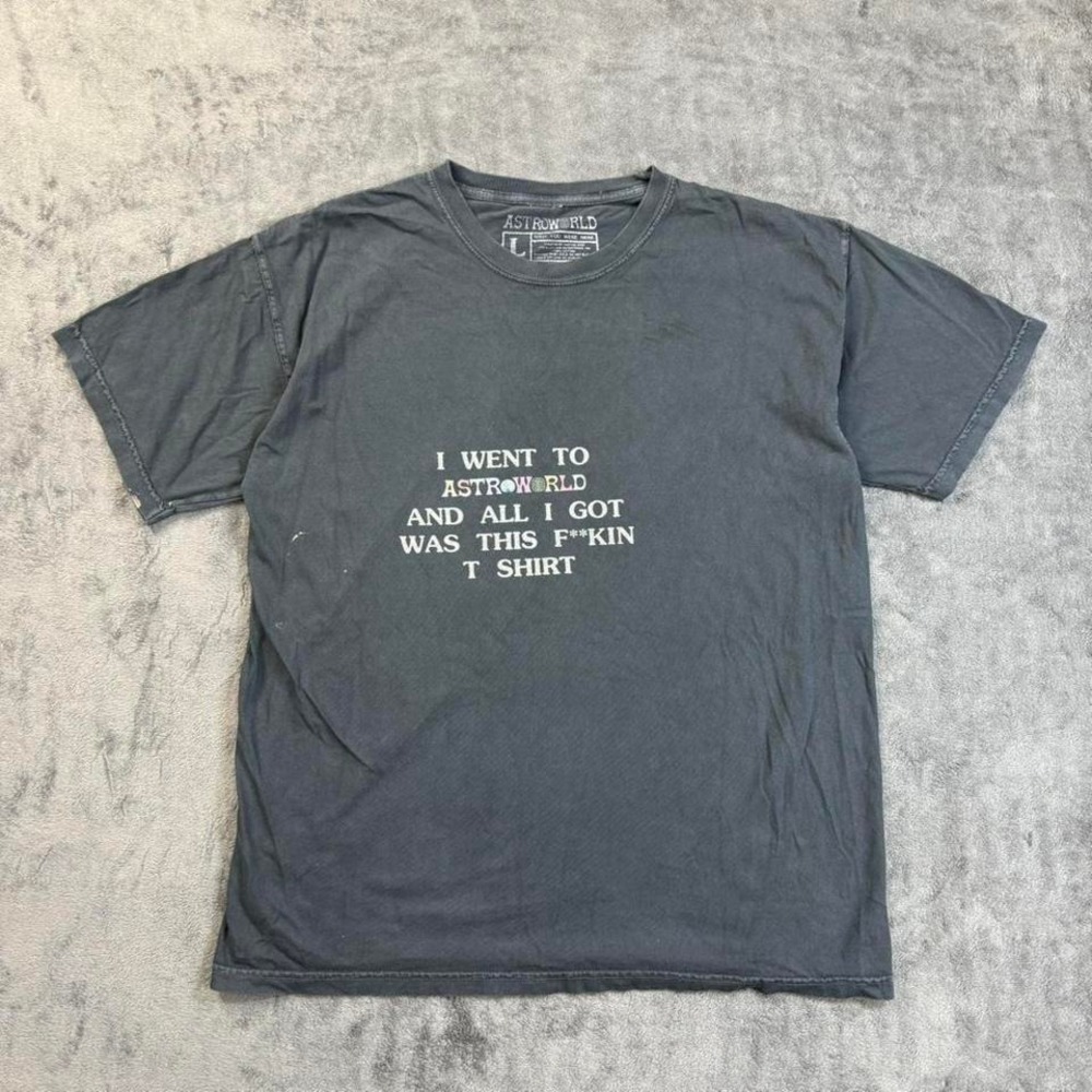Travis Scott  T-Shirt Large Astroworld Wish You Were Here Faded Black